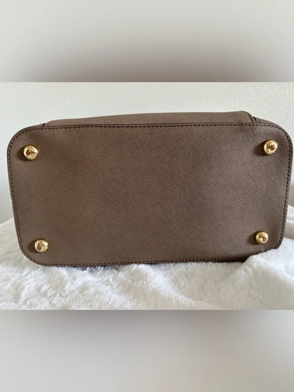 Michael Kors Taupe Saffiano Leather Tote with MK Charm
